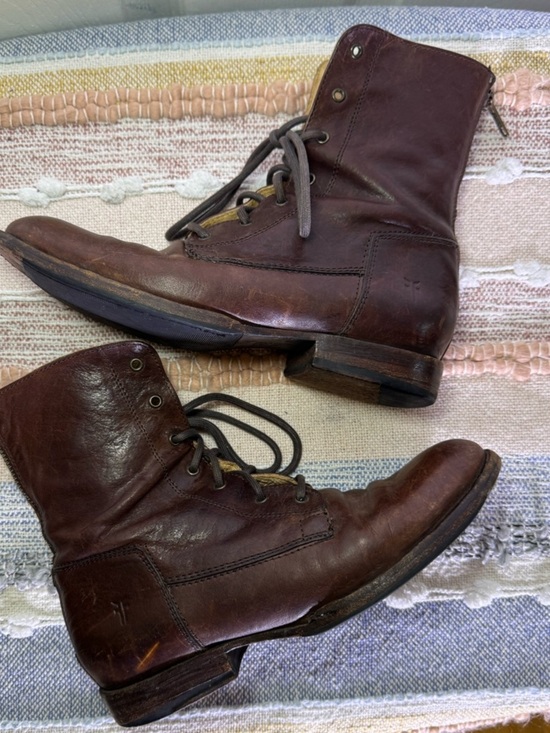 Frye Brown Leather Lace-Up Ankle Boots with Tan Interior main image 4